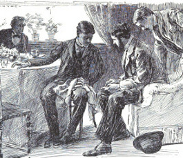 H.L Hyde, lithograph of gentlemen conferring
“Adventure of the Reigate Puzzle”
A. Conan Doyle._Memoirs_of_Sherlock_Holmes_
(New York: A.L. Burt Co., 1883)