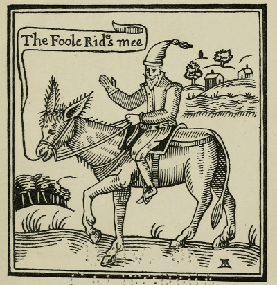 “The Foole Rides Me” woodblock