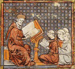 “Cours de Philosophie” á Paris Grandes Chroniques de France: Presentation Minature, attributed Thomas de Maubeuge, c.1330